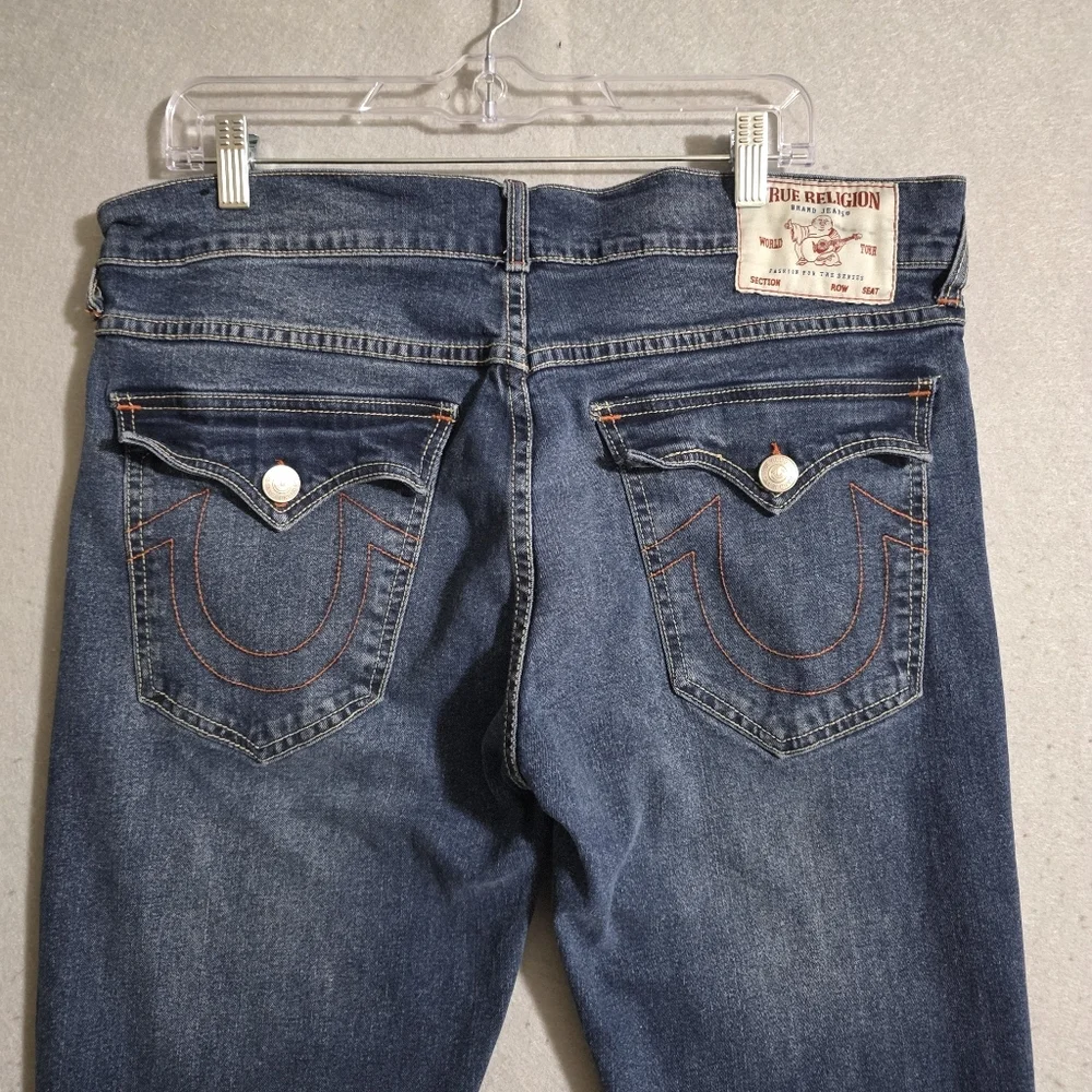 True Religion Mens Geno Relaxed Slim Denim Jeans Flap Pockets Size 34x29